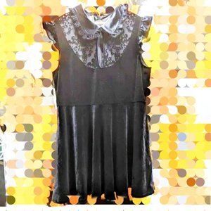 Killstar Plus Size Black Velvet Amaymon Collar Dress